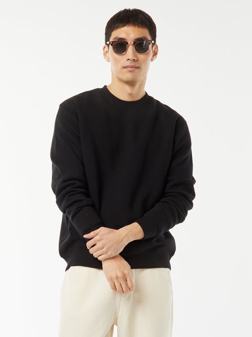 Sweat uni en molleton à col rond - Kiabi