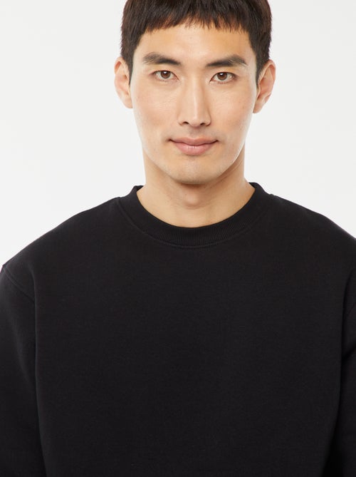 Sweat uni en molleton à col rond - Kiabi