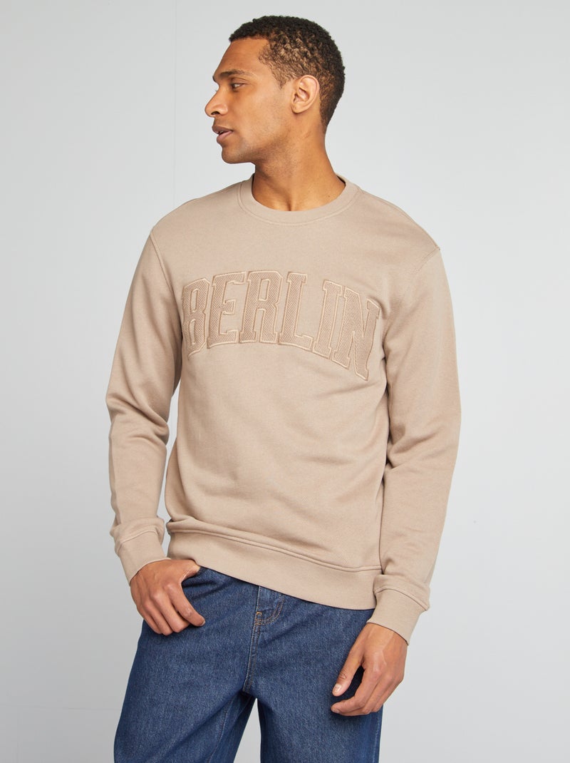 Sweat uni en molleton 'Berlin' Beige - Kiabi