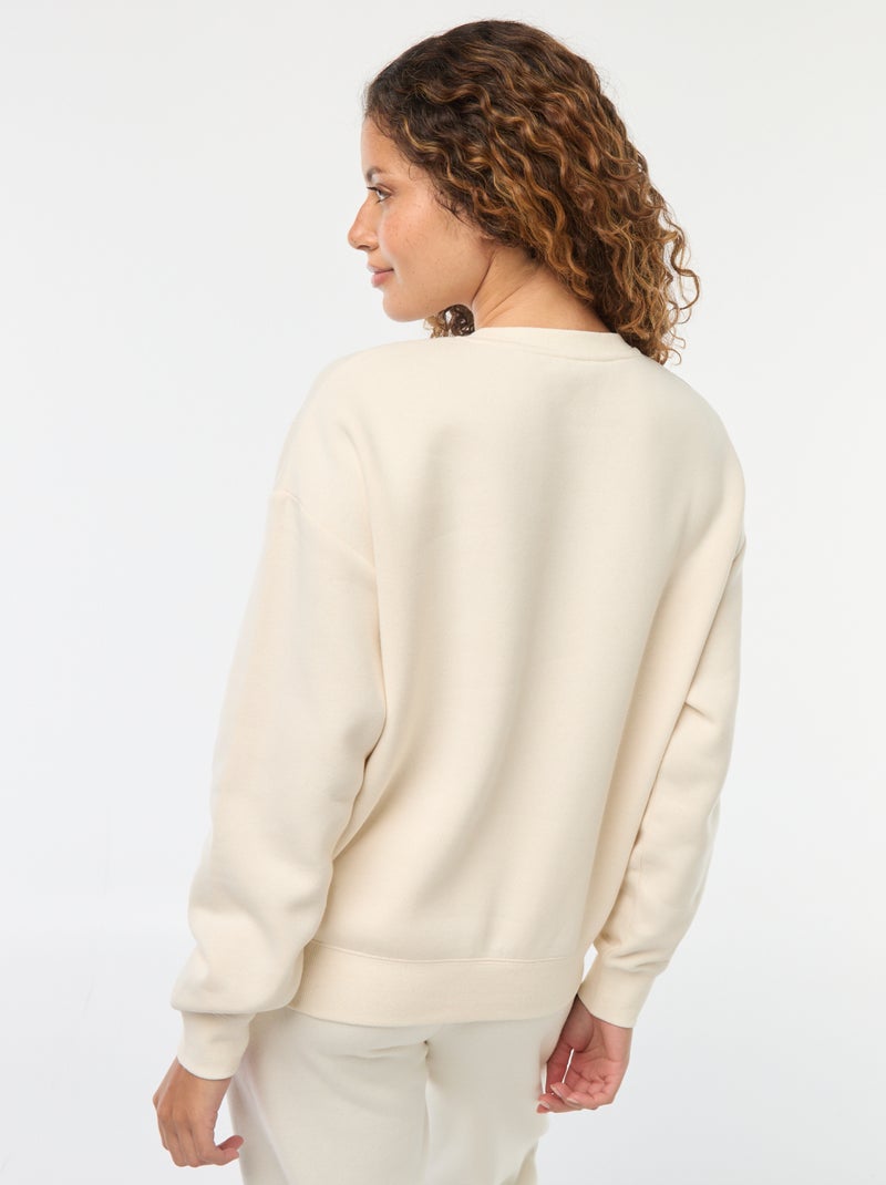 Sweat uni en molleton chaud Crème - Kiabi