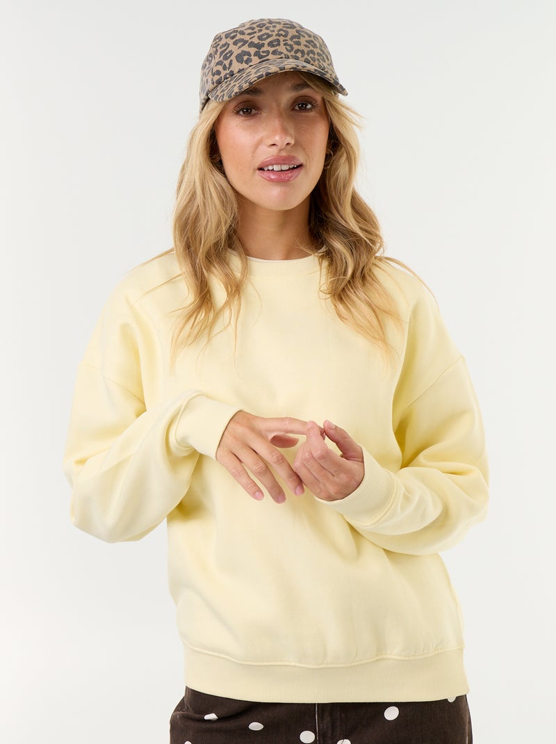 Sweat uni en molleton chaud Jaune - Kiabi