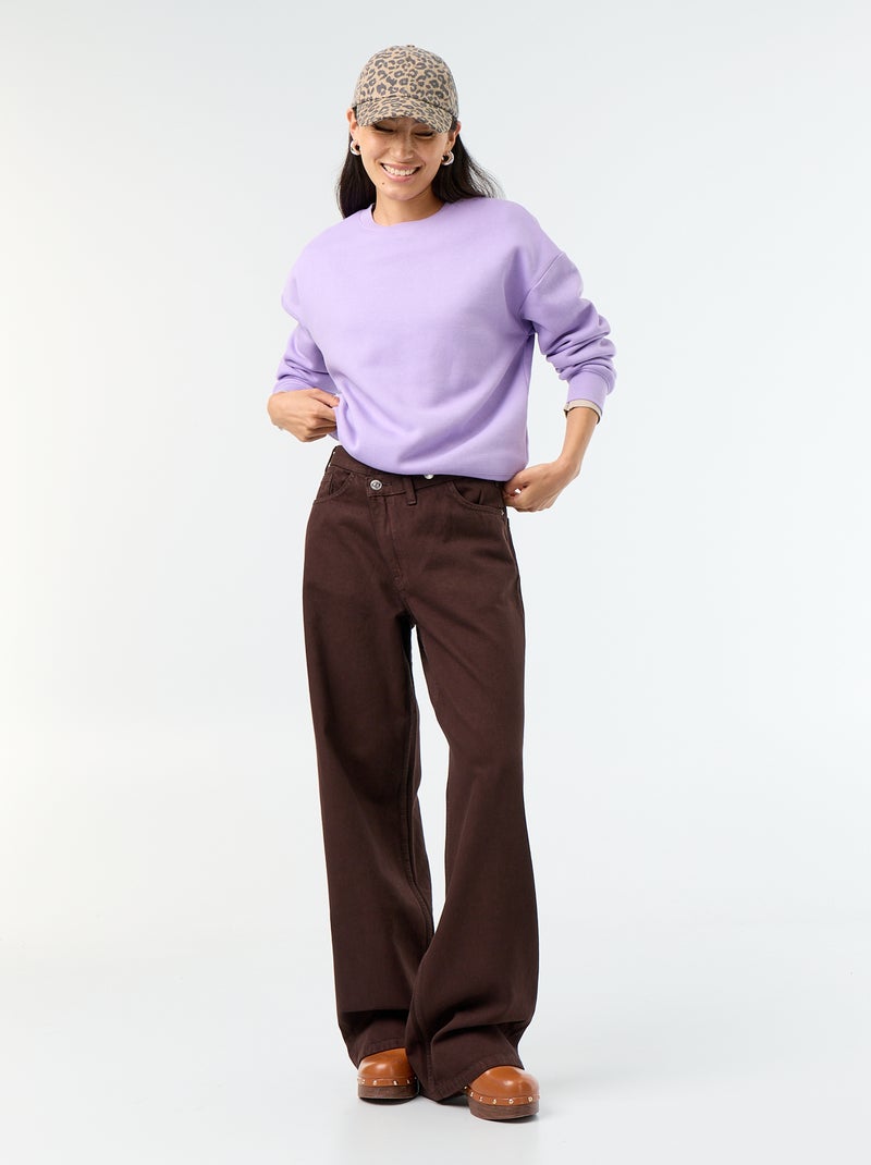 Sweat uni en molleton chaud Violet - Kiabi