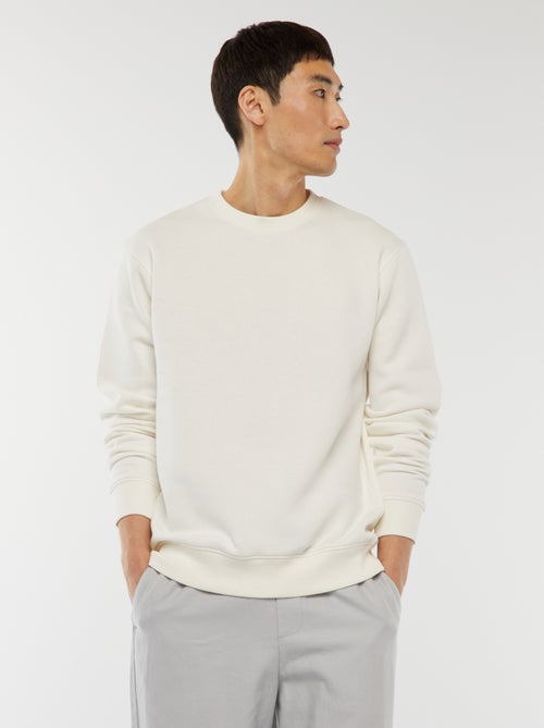 Sweat uni en molleton col rond - Kiabi