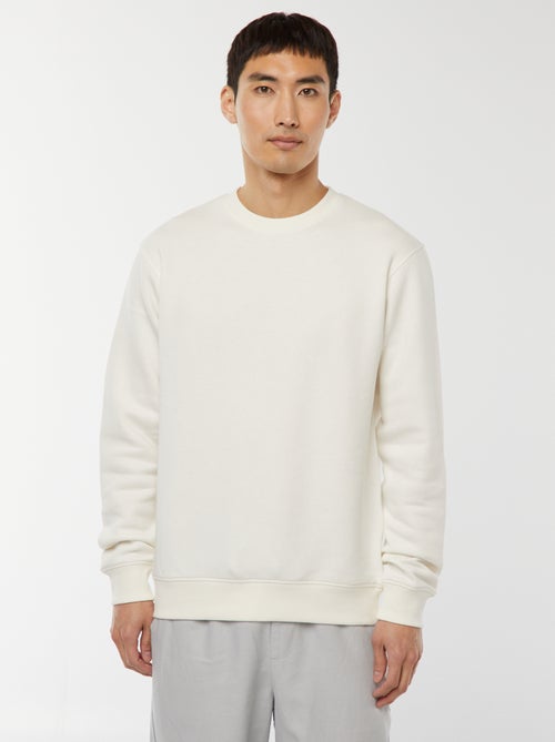 Sweat uni en molleton col rond - Kiabi