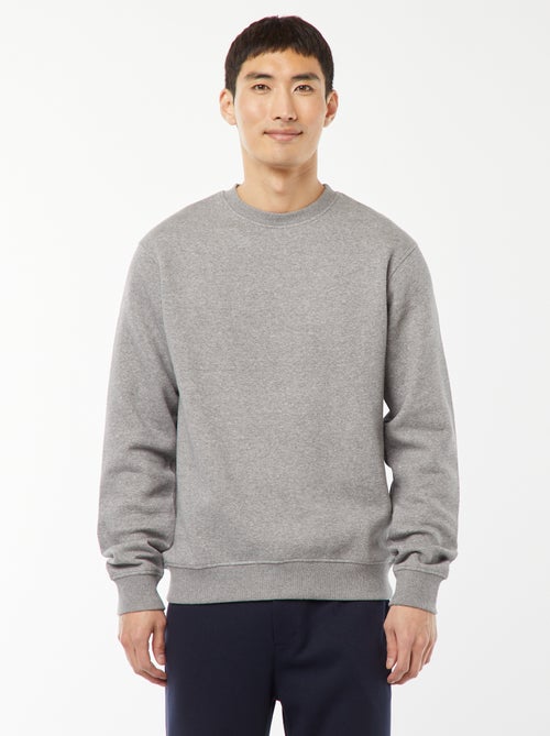 Sweat uni en molleton col rond - Kiabi