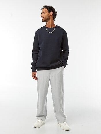 Sweat uni en molleton gratté à col rond