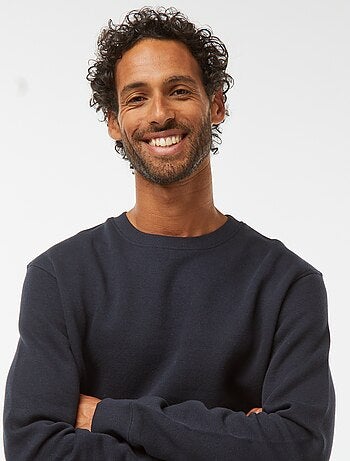 Sweat uni en molleton gratté à col rond