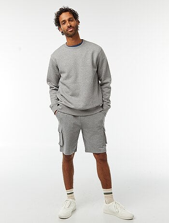 Sweat uni en molleton gratté à col rond