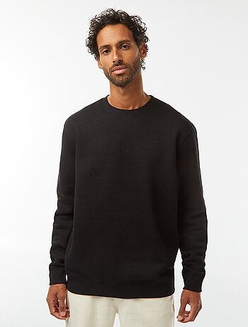 Sweat uni en molleton gratté à col rond