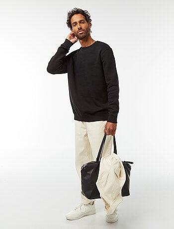 Sweat uni en molleton gratté à col rond