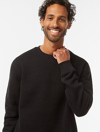 Sweat uni en molleton gratté à col rond