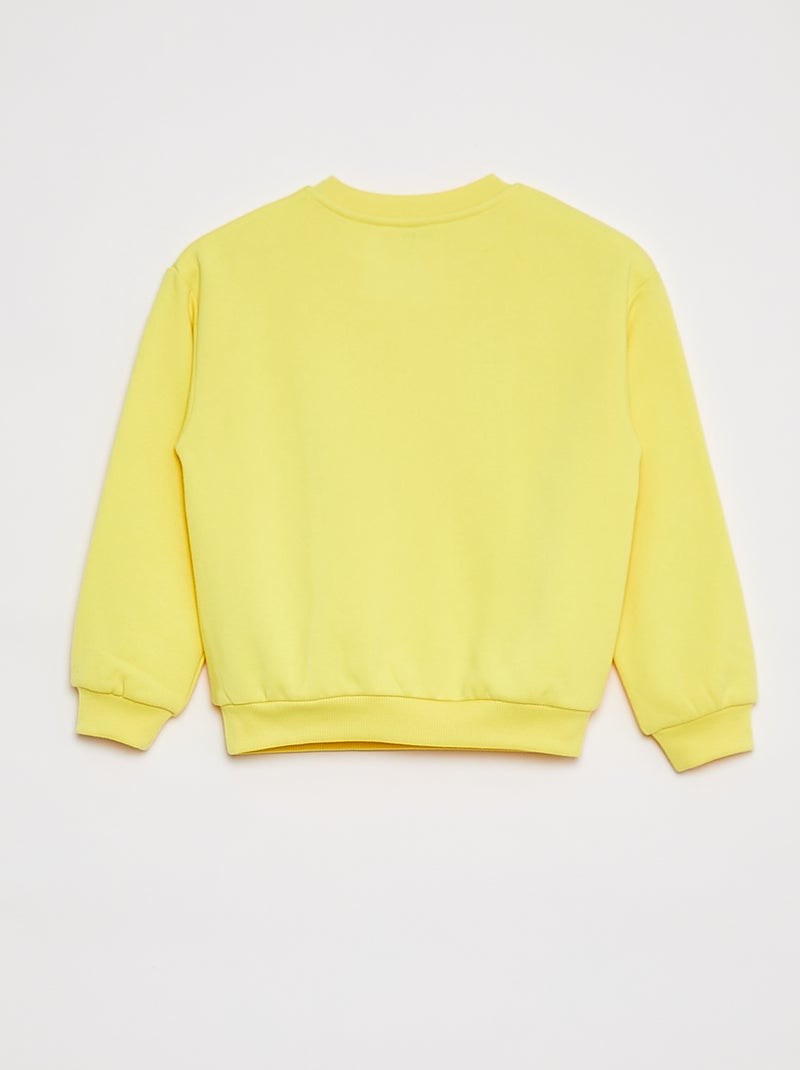 Sweat uni en molleton gratté JAUNE - Kiabi