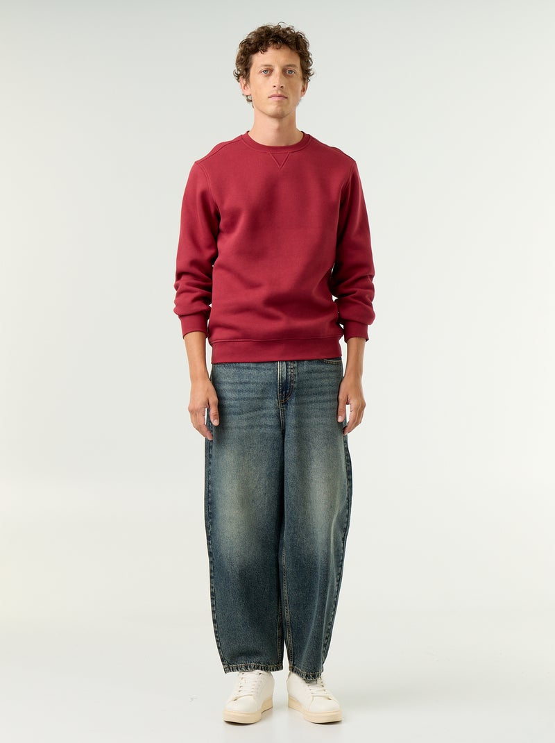 Sweat uni en molleton gratté Rouge - Kiabi