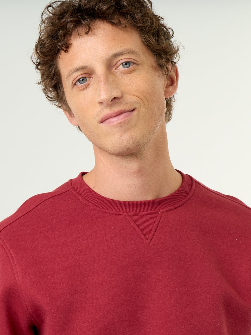 Sweat uni en molleton gratté Rouge - Kiabi