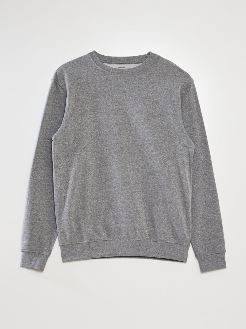 Sweat uni en molleton léger Gris - Kiabi