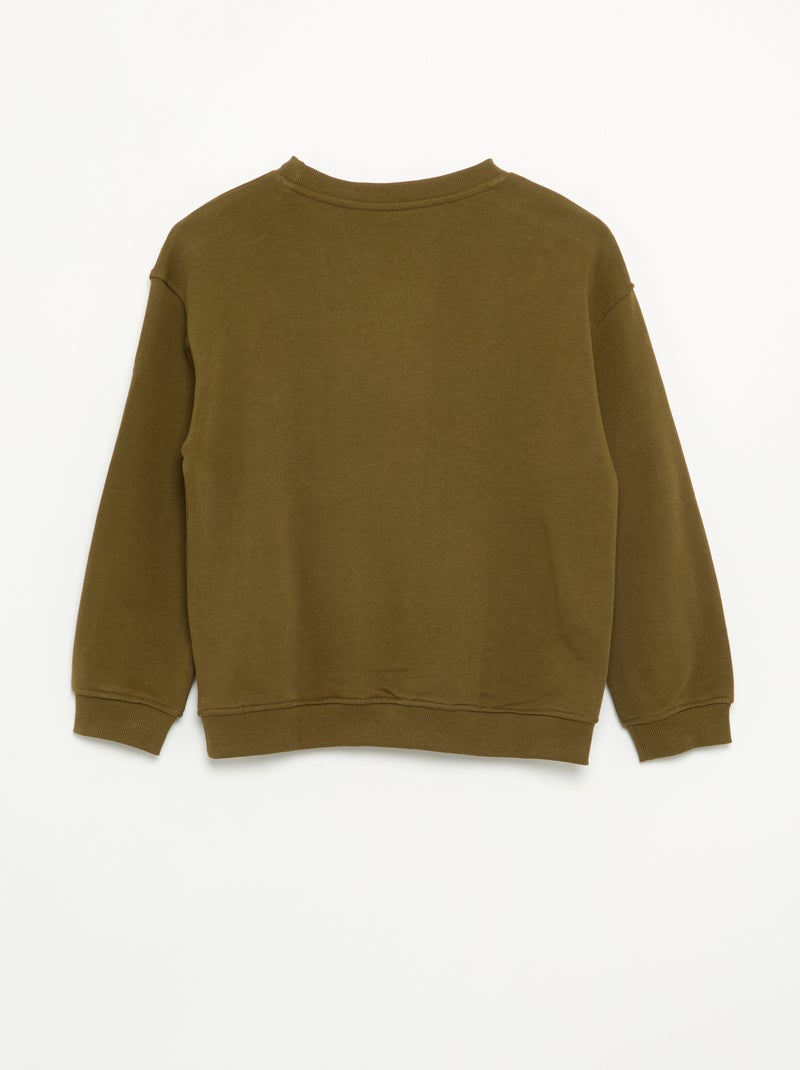 Sweat uni en molleton non gratté enfant - Kiabi Kaki - Kiabi