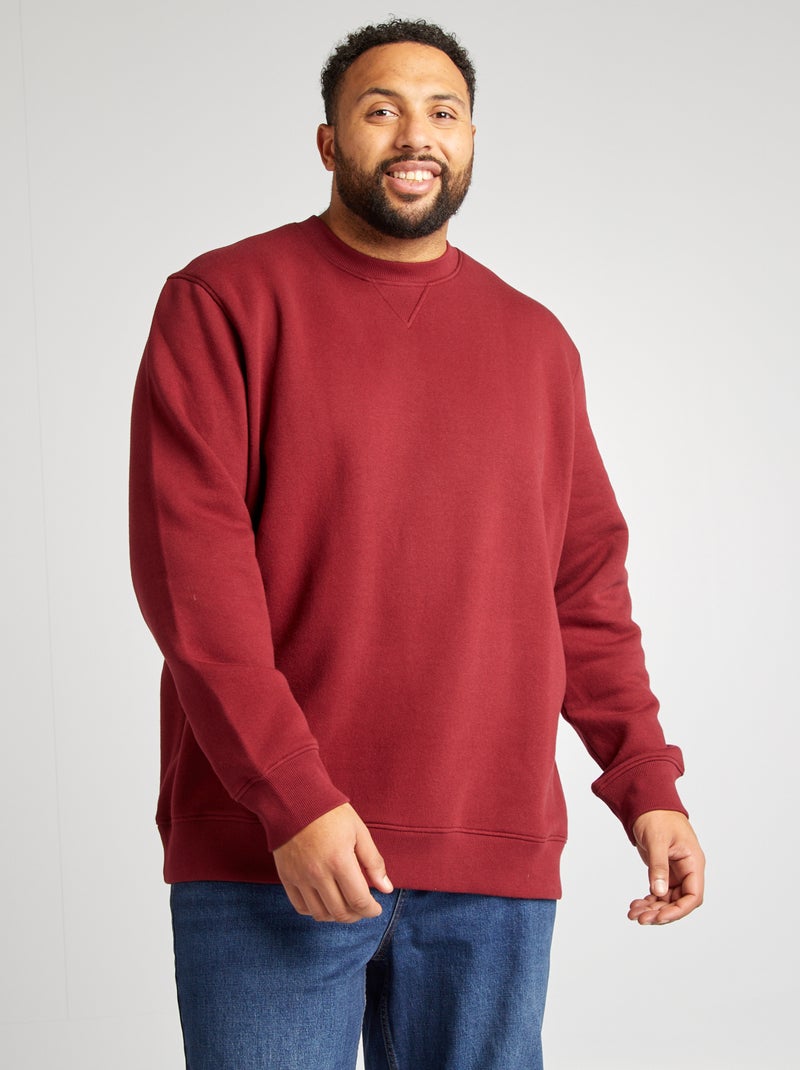 Sweat uni en molleton Rouge - Kiabi