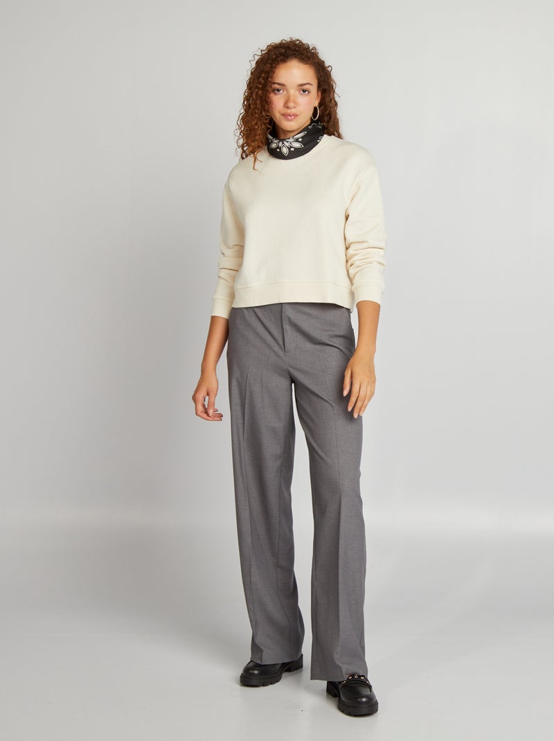 Sweat uni forme cropped Blanc - Kiabi