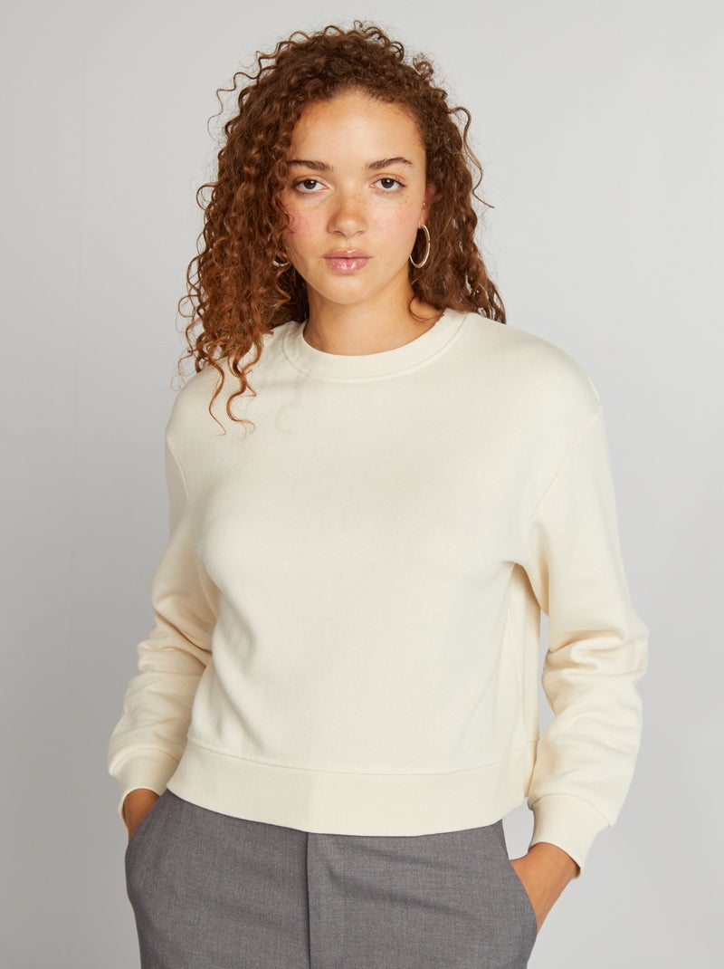 Sweat uni forme cropped Blanc - Kiabi