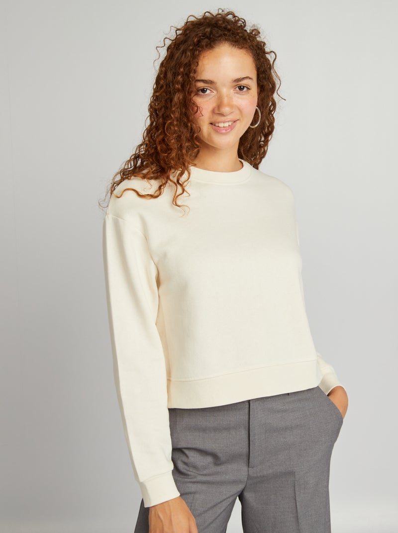 Sweat uni forme cropped Blanc - Kiabi