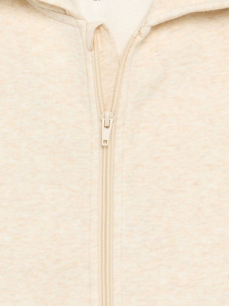 Sweat uni zippé à capuche Beige - Kiabi