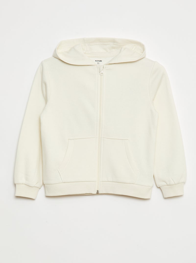 Sweat uni zippé à capuche Beige - Kiabi