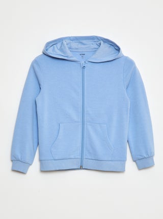 Sweat uni zippé à capuche