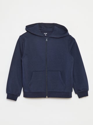 Sweat uni zippé à capuche