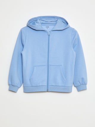 Sweat uni zippé à capuche