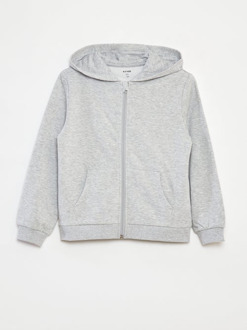 Sweat uni zippé à capuche - Kiabi