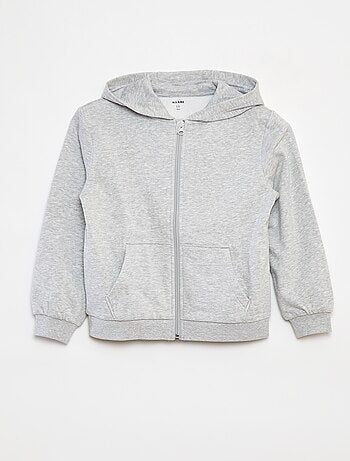 Sweat uni zippé à capuche