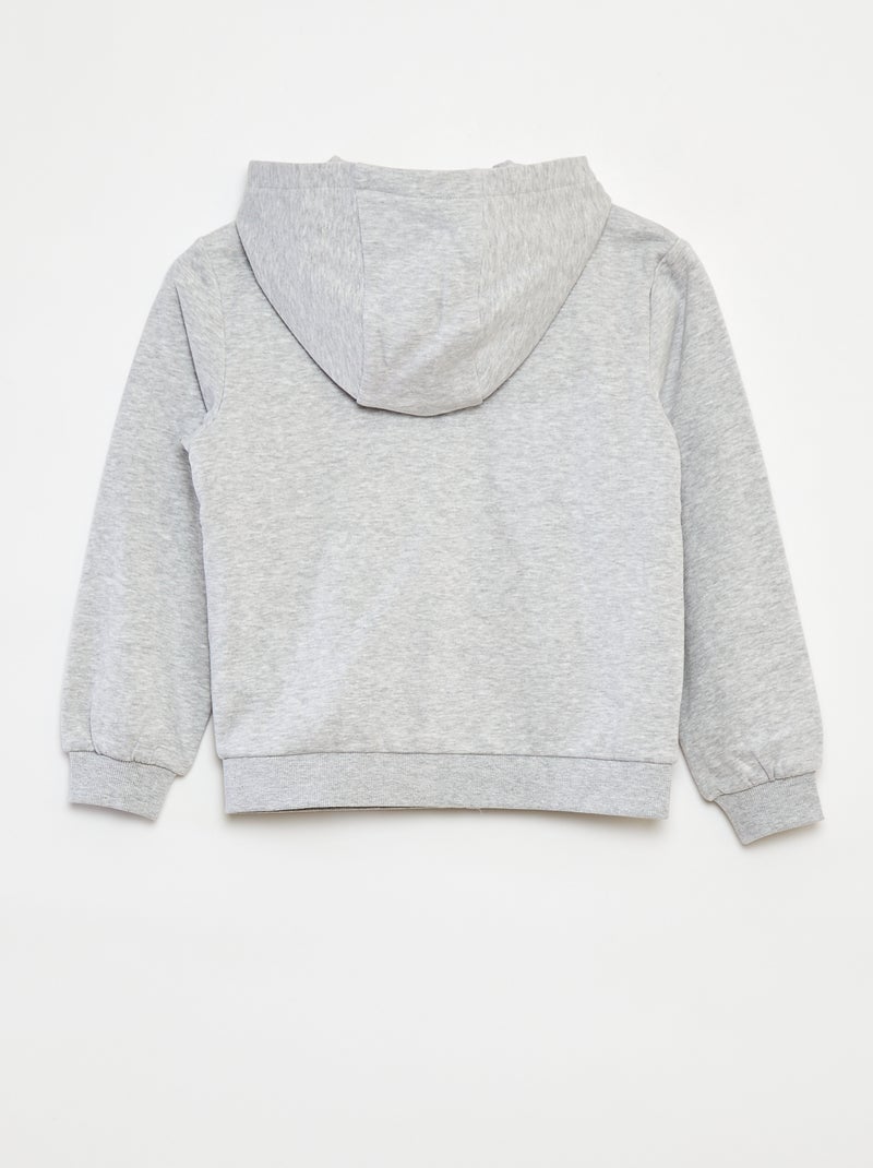 Sweat uni zippé à capuche Gris - Kiabi