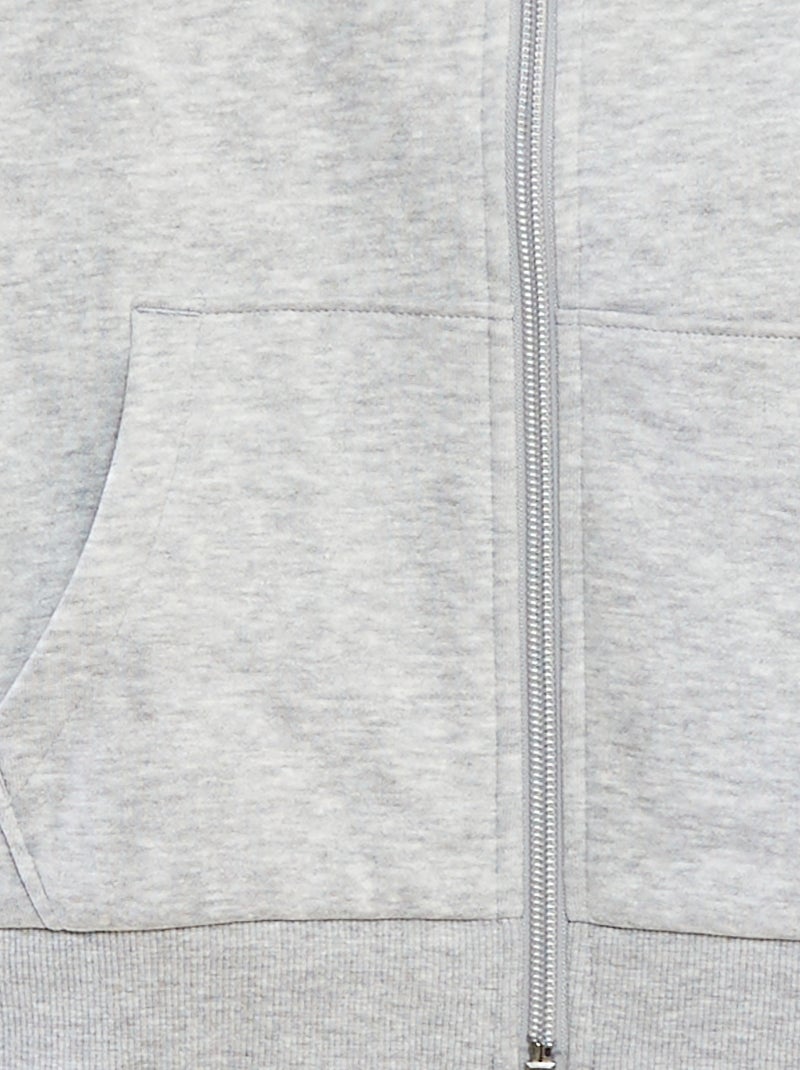 Sweat uni zippé à capuche Gris - Kiabi