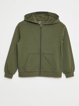 Sweat uni zippé à capuche