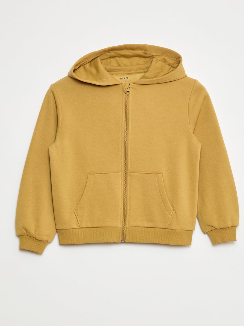 Sweat uni zippé à capuche Marron - Kiabi