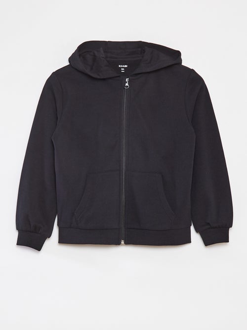Sweat uni zippé à capuche - Kiabi