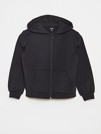 Sweat uni zippé à capuche