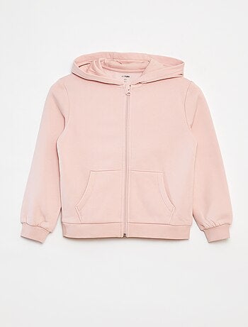 Sweat uni zippé à capuche