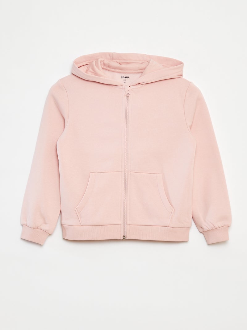 Sweat uni zippé à capuche Rose - Kiabi