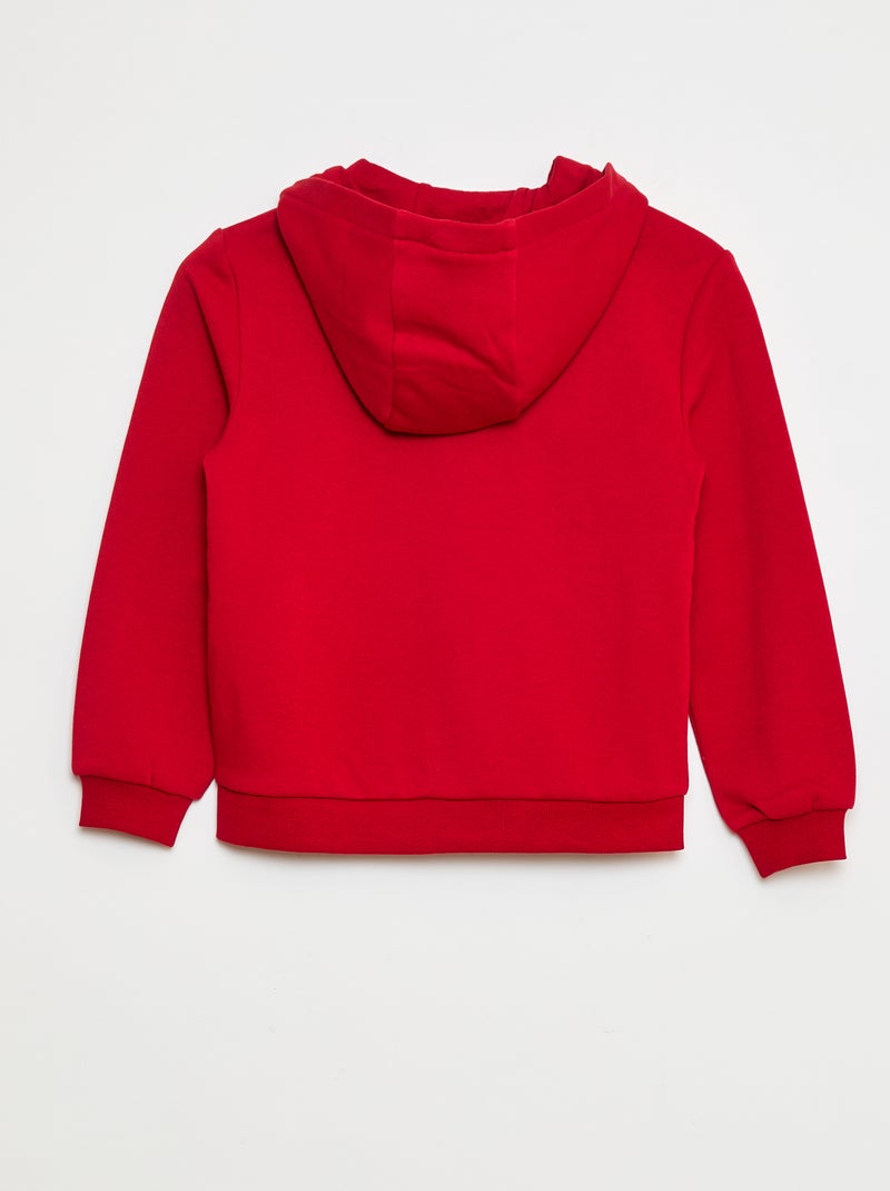 Sweat uni zippé à capuche Rouge - Kiabi