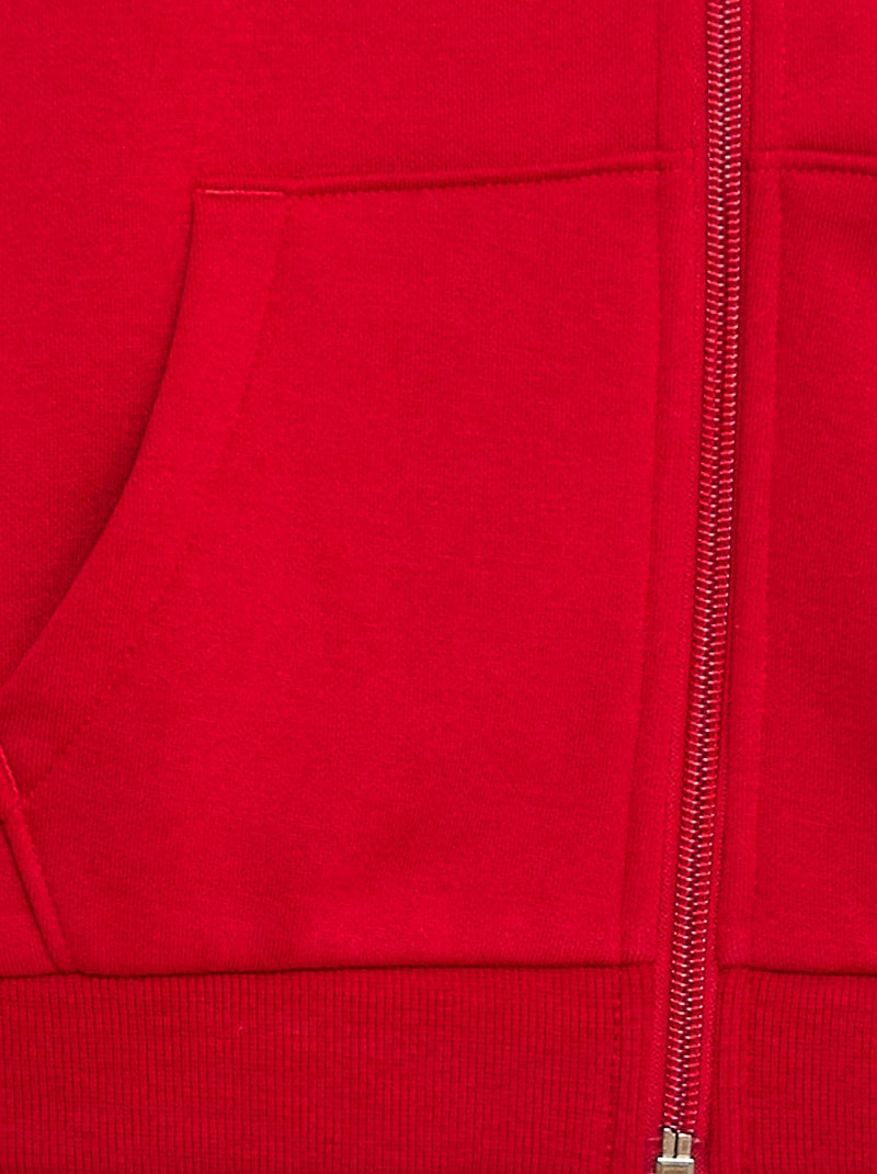 Sweat uni zippé à capuche Rouge - Kiabi
