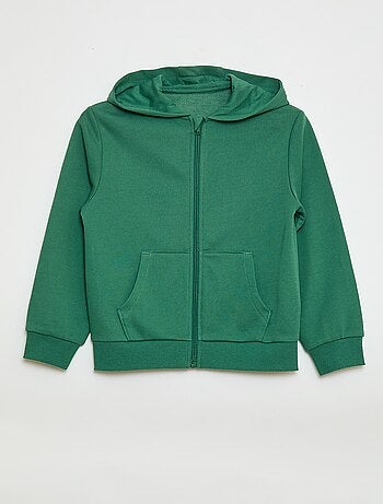 Sweat uni zippé à capuche