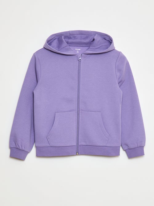 Sweat uni zippé à capuche - Kiabi