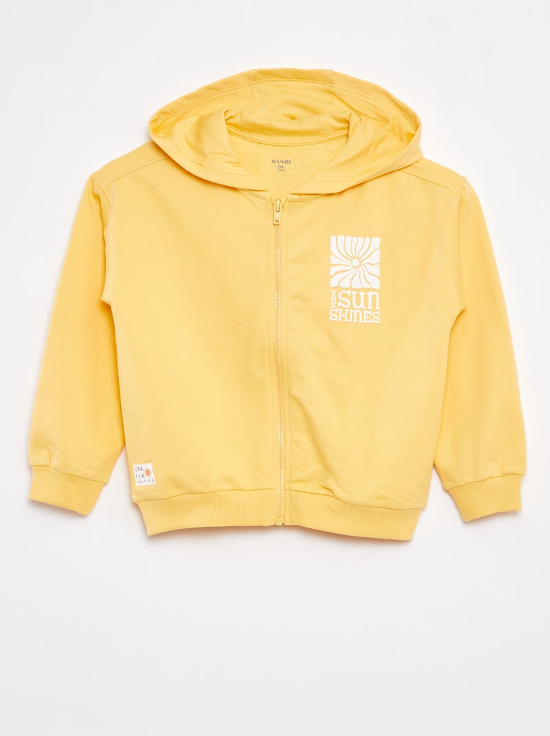 Sweat zippé à capuche - Grafik Edition JAUNE - Kiabi