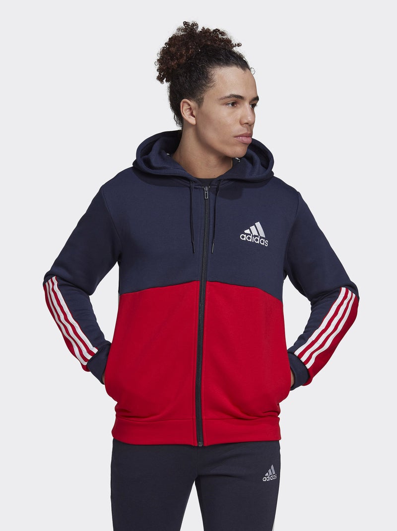 Sweat zippé à capuche 'adidas' Marine/Rouge - Kiabi