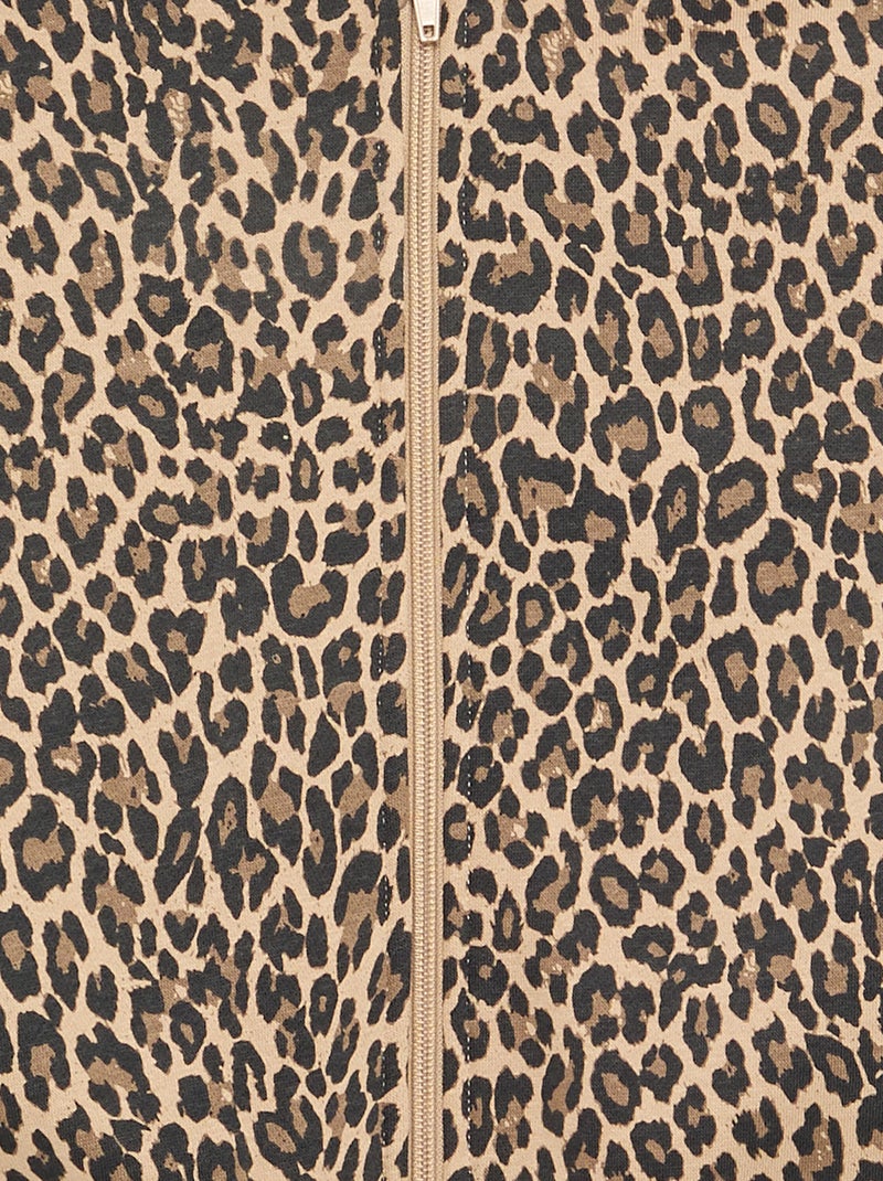 Sweat zippé à capuche avec imprimé all over Beige - Kiabi