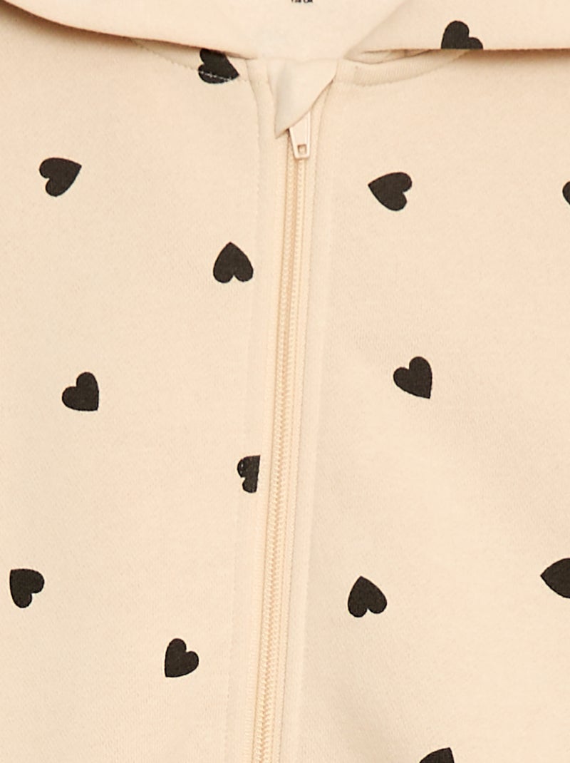 Sweat zippé à capuche avec imprimé all over Beige - Kiabi