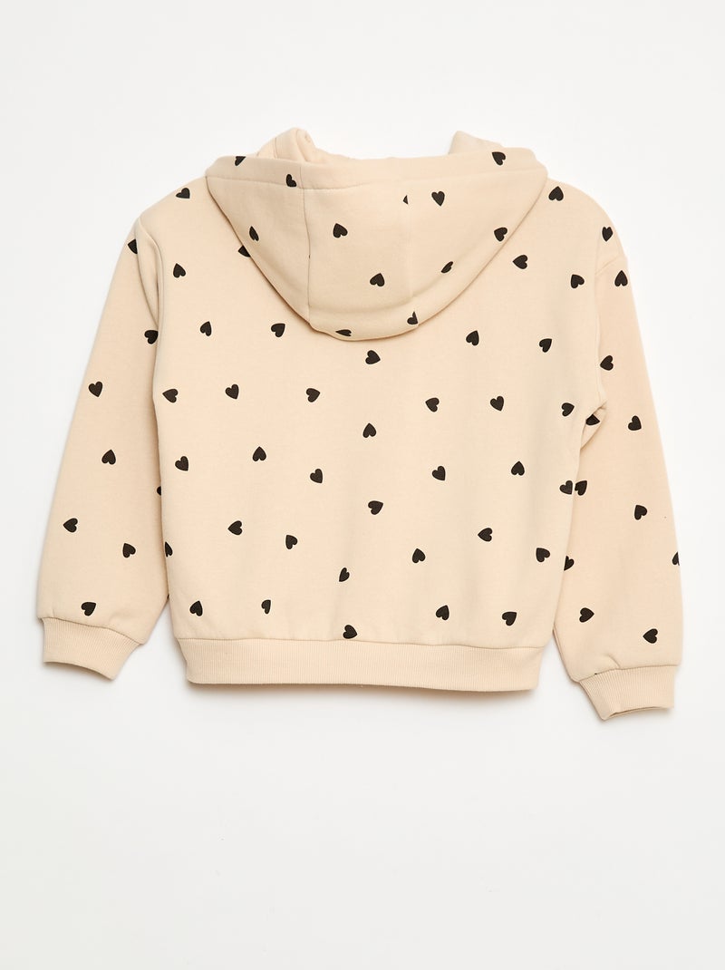 Sweat zippé à capuche avec imprimé all over Beige - Kiabi