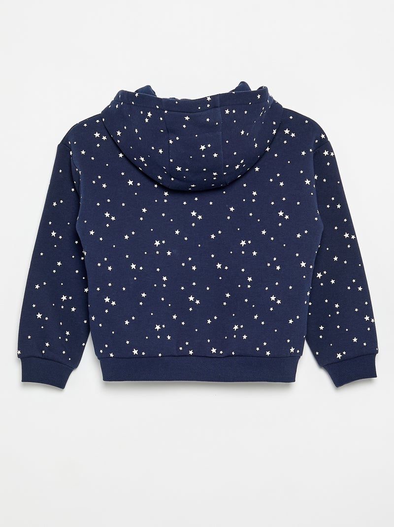 Sweat zippé à capuche avec imprimé all over Bleu - Kiabi
