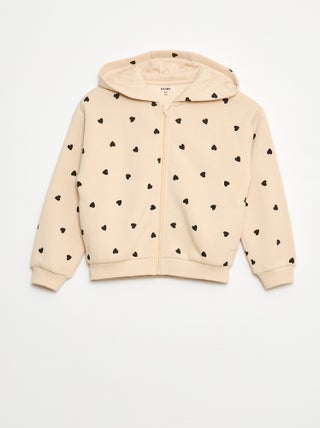 Sweat zippé à capuche avec imprimé